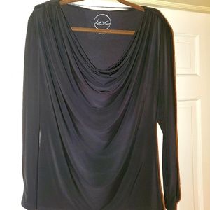 Inc International Black Draped Top Size Large